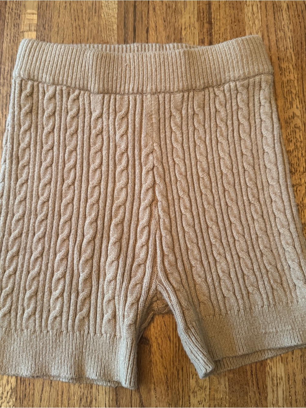 Lovers and Friends Cable Knit Shorts Tan Beige Cozy Lounge Small